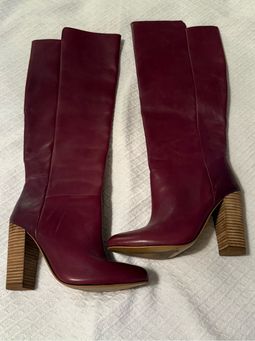 kate spade Burgundy Leather Knee-High Heeled Boots